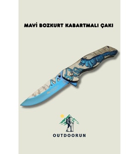 Mavi bozkurt kabartmalı Çakı – 20,5 cm