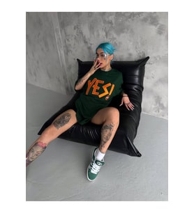 YES BASKILI YEŞİL Unisex T-Shirt (ATLANTİK-SOHO ANTRASİT)