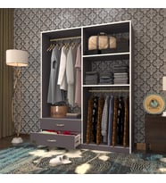 Kenzlife giysi dolabı şemsettin 175*120*40 gri gardırop 2 çekmeceli