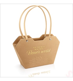Baskılı Kalp Karton Hediye Çantası 23×15×9 cm - Kraft
