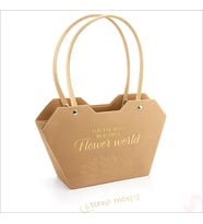 Baskılı Kalp Karton Hediye Çantası 23×15×9 cm - Kraft