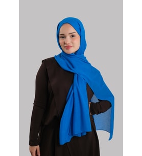 Saks Mavisi Düz Klasik Modal İtalyan Dikişli Şal Viskon Sade 202127_24