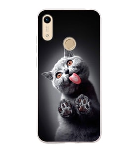 PrintiFy Huawei Honor 8A ile Uyumlu 1mm Slim Fit Kedi 2 050c Baskılı Şeffaf  Kılıf