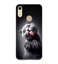 PrintiFy Huawei Honor 8A ile Uyumlu 1mm Slim Fit Kedi 2 050c Baskılı Şeffaf  Kılıf