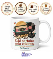 Retro Nostalji Kupa Kasetçalar Atari Salonu Eski Şarkılar Özel Tasarım Hediye Bardak