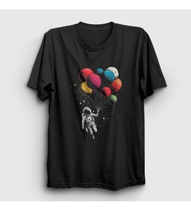Presmono Unisex Siyah Astronot Balon Astronaut Balloon T-Shirt 420087tt