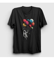 Presmono Unisex Siyah Astronot Balon Astronaut Balloon T-Shirt 420087tt