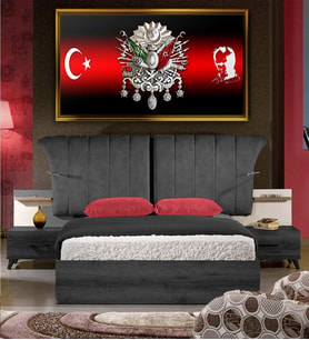 Tablore Atatürk Silüeti Ve Osmanlı Arması Görselli Çerçeveli Kanvas Tablo Şık Duvar Tablosu