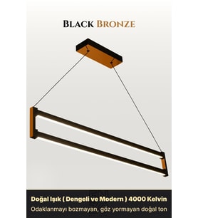 Orion Bronz Lineer LED Sarkıt Avize – Kumandalı Dim Edilebilir – Aşağı Işık