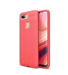Oppo A12 Kılıf Deri Tarzı Niss Silikon Case (Kırmızı)