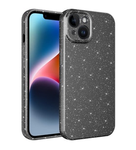 Apple iPhone 14 Plus Kılıf Kamera Korumalı Simli Lüks Işıltılı Silikon (Gri)