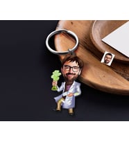 BK Gift Kişiye Özel Öğretmen Karikatürlü Ahşap Anahtarlık-6 Sevgiliye Hediye, Arkadaşa Hediye, Doğum Günü Hediyesi