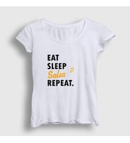 Presmono Kadın Beyaz Eat Sleep Salsa Repeat Hediye Dance Dansçı T-Shirt 464458tt (Beyaz)