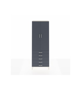 Arges Dolap 4 Raflı 5 Çekmeceli 2 Kapaklı 88x30x243 Aytaşı-Antrasit