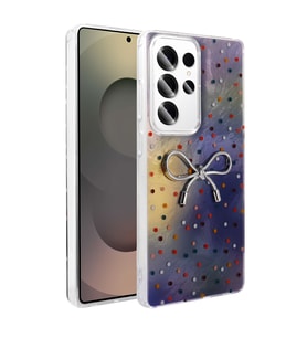 Samsung Galaxy S24 Ultra Uyumlu Kılıf Kamera Korumalı Figürlü Zore Ponti Silikon Kapak (Lila)