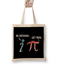 Cute & Funny Be Rational Get Real Mathematics Pun Bez Çanta Uzun Saplı