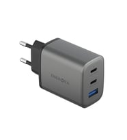 AmpCharge GaN65 2 Adet 65W Type-C ve 30W USB 3.0 Çıkışlı Hızlı Şarj Aleti - Koyu Gri