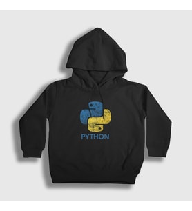 Presmono Unisex Çocuk Siyah Logo V2 Python Developer Yazılımcı Kapüşonlu Sweatshirt 336552tt