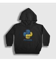 Presmono Unisex Çocuk Siyah Logo V2 Python Developer Yazılımcı Kapüşonlu Sweatshirt 336552tt