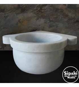 Sipahi Marble Muğla Beyaz Mermer Düz Köşe Kurna