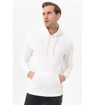 Süvari Kapüşonlu Yaka Regular Kalıp Düz Beyaz Sweatshirt