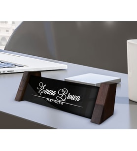 BK Gift Kişiye Özel İsimli Ahşap Ayaklı Siyah Akrilik Masa İsimliği, Ofis Dekoru, Mesleki Hediye, Ofis Hediyeleri-7