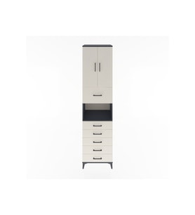 Hyperion Dolap 3 Raflı 6 Çekmeceli 2 Kapaklı 60x44x243 Antrasit-Aytaşı