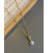 Dorika Zincirli Taşlı Kolye- 60 cm - Beyaz