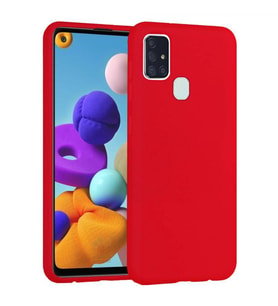 Samsung Galaxy A21S İçi Kadife Silikon Kılıf Kırmızı