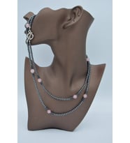 STONEAGE Pembe Kuvars Hematit Taşlı Gemici Kilit Şifa Kolyesi (Altın / Dore)