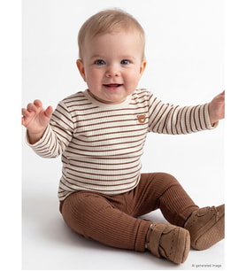 LCW baby Ekru Çizgili Erkek Bebek Takım