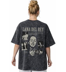 Lana Del Rey Şarkıcı Sırt Baskılı Unisex Oversize Vintage Yıkamalı Tişört