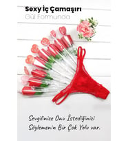 Do it Love - y Gül Fantazi İç Çamaşırı - Sevgiliye Hediye Kırmızı File Detaylı G-String