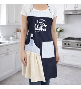 BK Gift Kişiye Özel İsimli Pamuk Denim Havlu Detaylı Mutfak Önlüğü -5, Aşçı ve Şef Önlüğü, Anneye Hediye