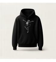 İskelet Balerin Baskılı Hoodie Sweatshirt (Siyah)