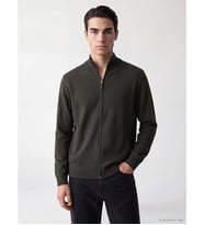 LCWAIKIKI Classic Yeşil Regular Fit Dik Yaka Erkek Triko Hırka