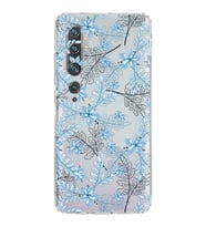 Xiaomi  Mi Note 10  Kamera Korumalı Kapak Floral Mavi Tasarımlı Şeffaf  Kılıf