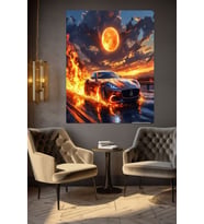 ALEVLİ MERCEDES SANATSAL KANVAS TABLO EV DUVAR SALON OFİS DÜKKAN HEDİYELİK DEKARASYON SÜSÜ (Çok Renkli)