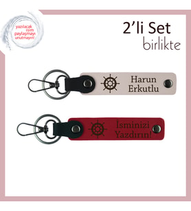 Sevgiliyle Paylaşılan Her Adıma Uygun Hediye, Gemi Desenli Takım, İsminize Özel, Pudra-Kırmızı
