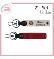 Sevgiliyle Paylaşılan Her Adıma Uygun Hediye, Gemi Desenli Takım, İsminize Özel, Pudra-Kırmızı
