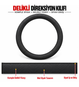 BMW F01/F02 Dikme Direksiyon Kılıfı Premium Komple Delikli Deri Siyah Dikiş 2012-2015