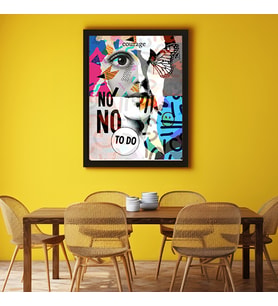 Ezgoola / Kolaj Poster Tasarımı / Kadın Kolaj Tasarım / Duvar Dekoru Hediye / Hediye / Ev Hediyesi / İşyeri Hediyesi (Gold)