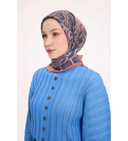 Dört Mevsim Antik Motif Viskon Velora Eşarp 6419 (İndigo)
