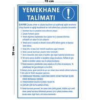 Metal Yemekhane Talimatı 15 Cm x 20 Cm Uyarı Levhası Yönlendirme Tabelası