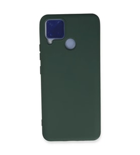 Realme C15 Kılıf Nano içi Kadife Silikon - Koyu Yeşil