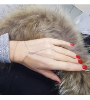 Vaoov 925 Ayar Gümüş Damla Taşlı Şahmeran Bileklik (Gümüş-Beyaz)