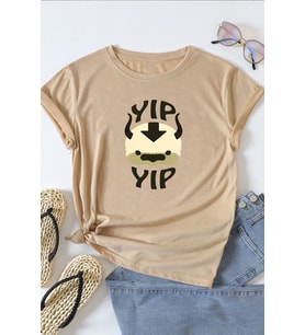 Unisex Avatar Appa Baskılı T-shirt (Bej)