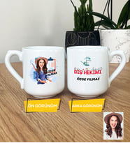 Kişiye Özel Karikatürlü Diş Hekimi Oval Kupa Bardak Diş Hekimleri Günü Hediyesi Kadın Diş Hekimine Hediye