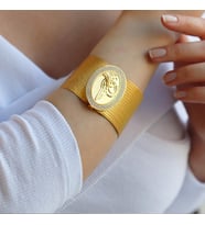 925 Ayar Gümüş Üzerine Gold Kaplama 19 Sıra Trabzon Kelepçe