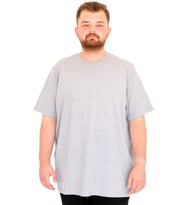 Mode XL Büyük Beden Erkek T-Shirt Bisiklet Yaka U25035 Gri Melanj